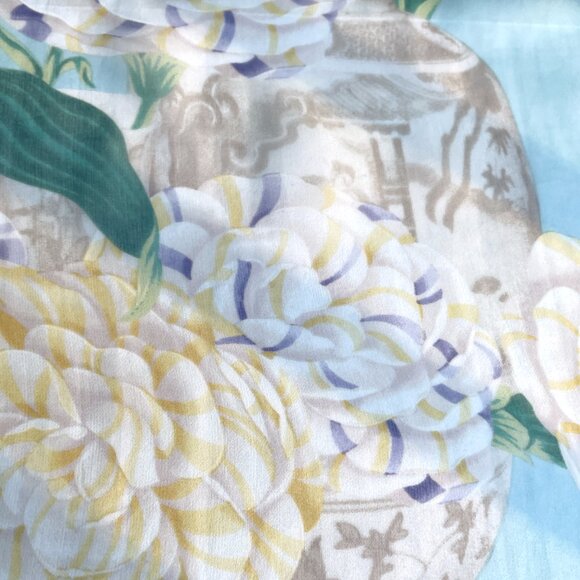 Vintage Gucci Floral Silk Chiffon Oversized Shawl Scarf - Picture 6 of 15